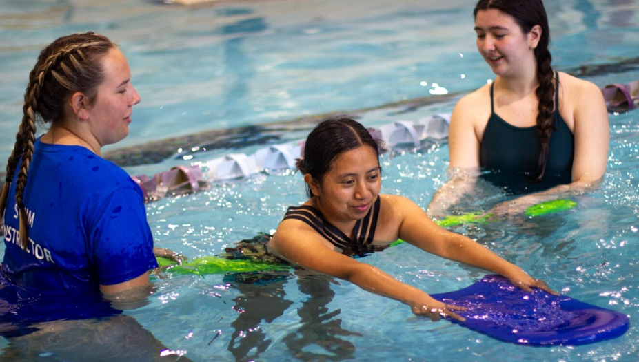 Madelyn DiBonaventura (far right), rising junior from Villa Maria Academy, raised $1,000 to teach water safety skills to adults at the Jennersville YMCA last month, demonstrating the impact of YGBW's Annual Campaign.